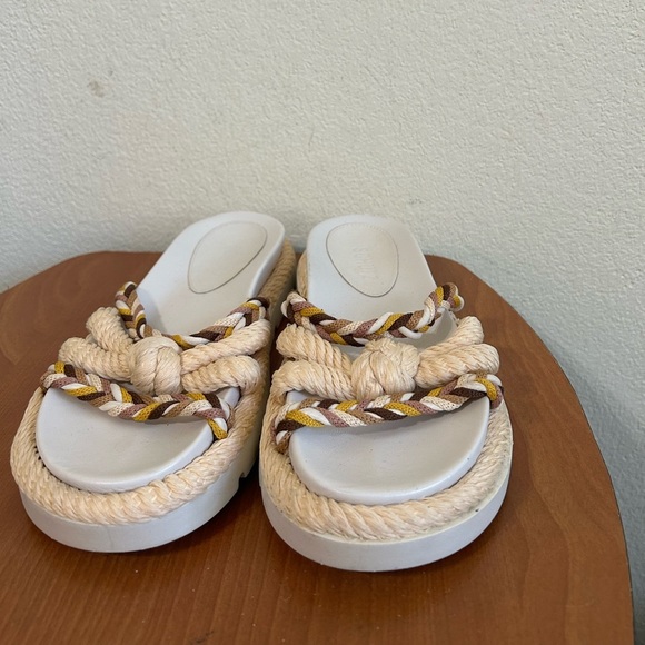 SCHUTZ Mel Braided Strappy Slides Multi Neutral Women's Size 7.5 Slip On Leather - Picture 4 of 11